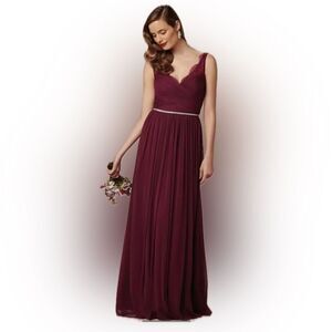 BHLDN Anthropologie Hitherto Fleur Wine Bridesmaids Wedding Guest Dress Size 2